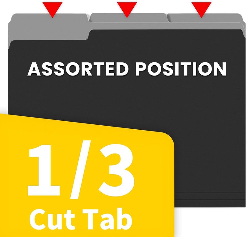 SUNEE File Folders, 36 Pack Manilla Folders 8.5 x 11, Colored File Folders Home Office School Supplies for Documents Files Paper,Black - Image 3